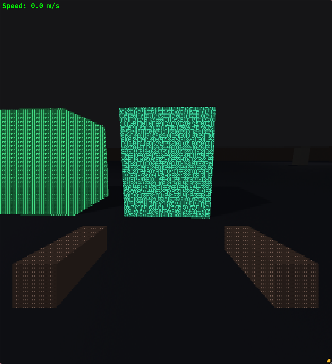 A screenshot of the ASCII shooter game showing the distinctive post-process rendering effect.